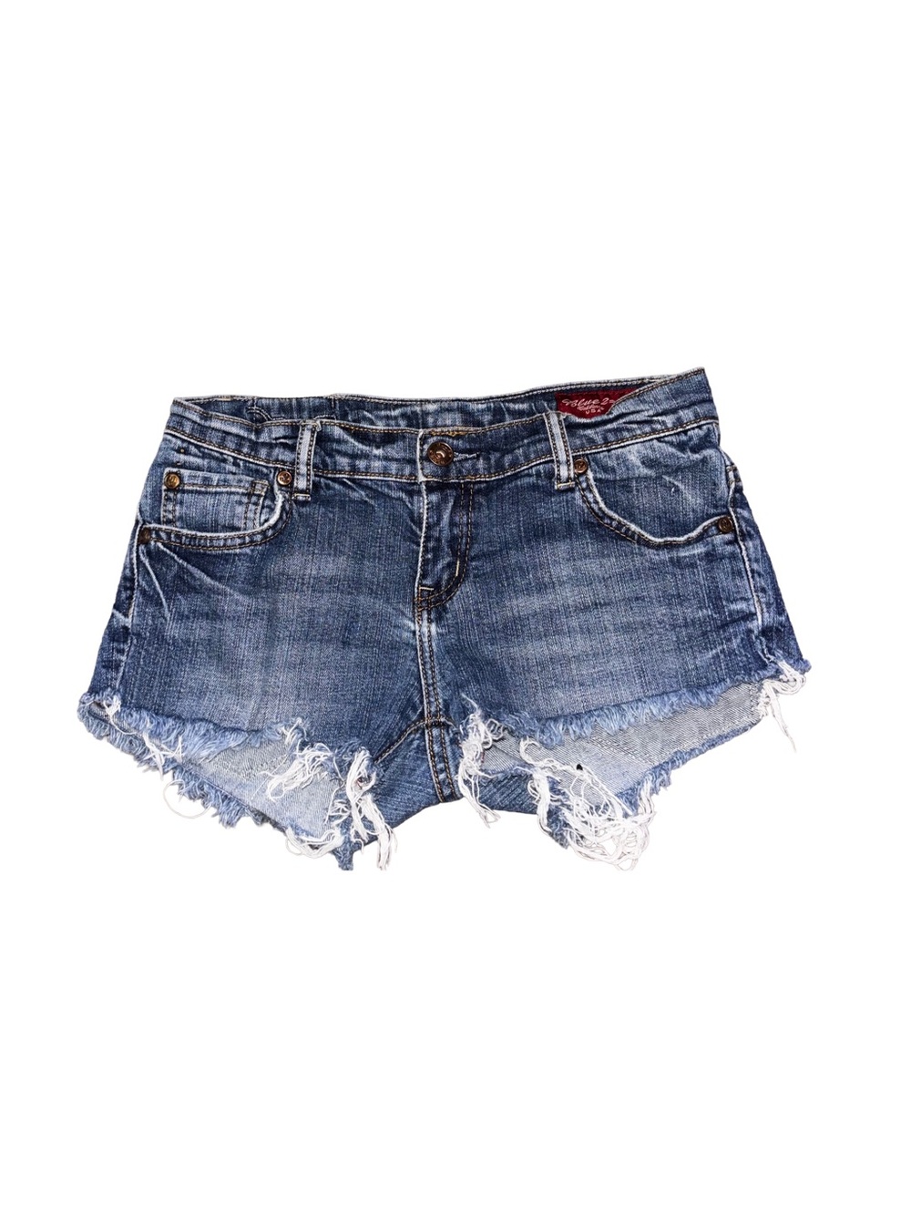 low rise vintage y2k blue 2 cutoff denim shorts